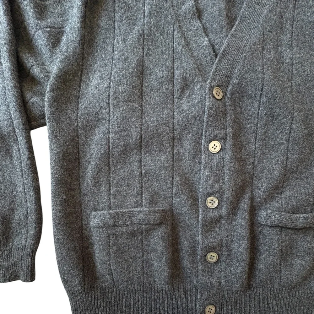 Vintage Club Room Mens Gray 100% Lambswool V-Neck Cardigan Sweater Sz Large